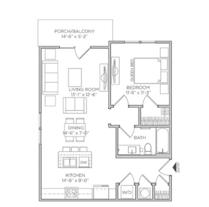 1b/1b Floor plan